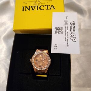 Invicta Women's Pro Diver Crystal Accented 18k Ion-plated Stainless Steel Watch